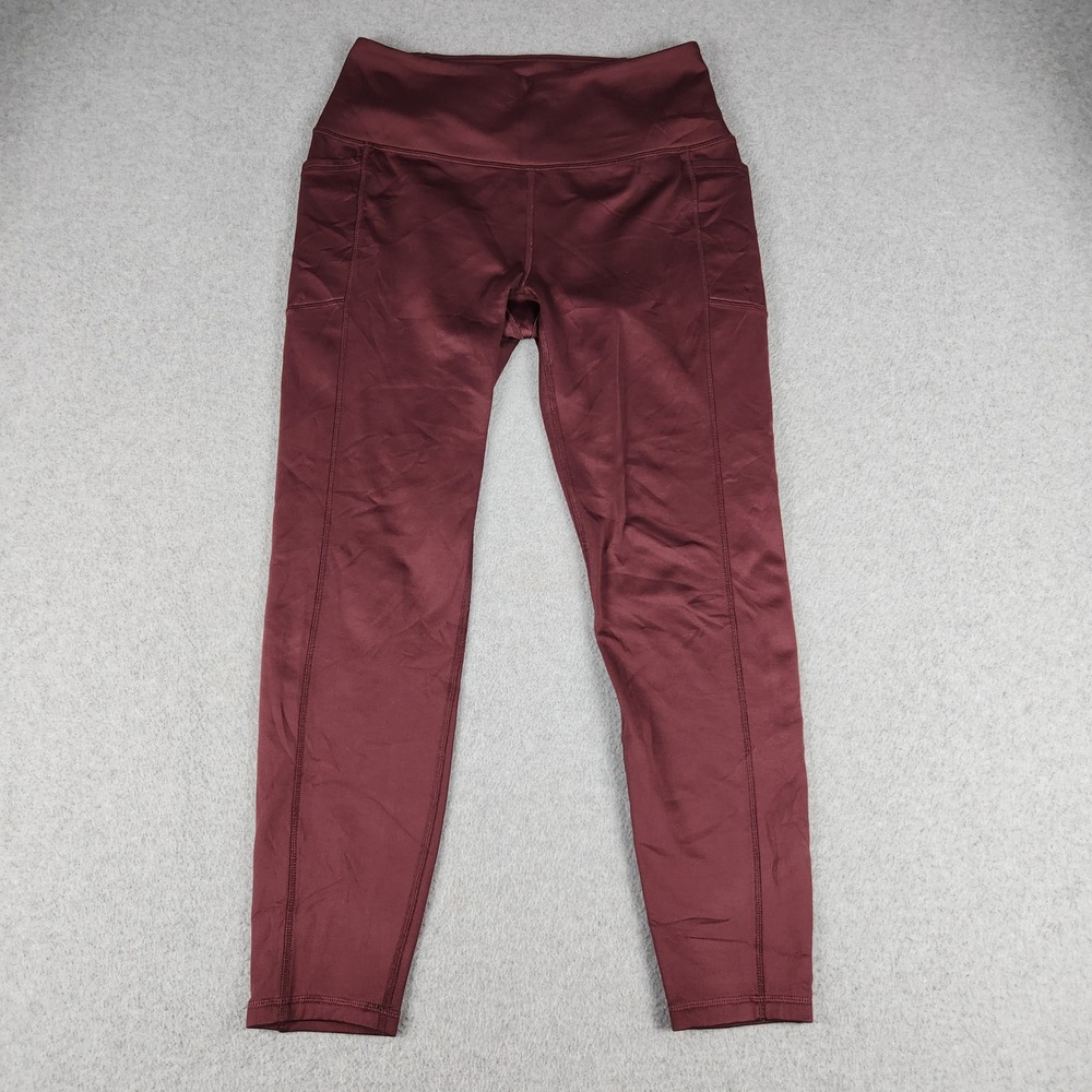 Spyder Leggings Womens L Burgundy Active High Waist Pocket Performance Athletic